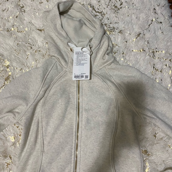 Scuba Full-Zip Hoodie Plush. Size. 6. Color. Heathered Bone/Gold - Picture 9 of 11